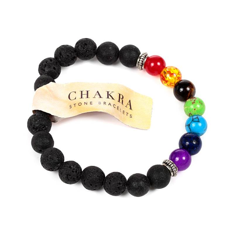 Chakra Lava Rock Bead & Gemstone Bracelet - Gift Arch