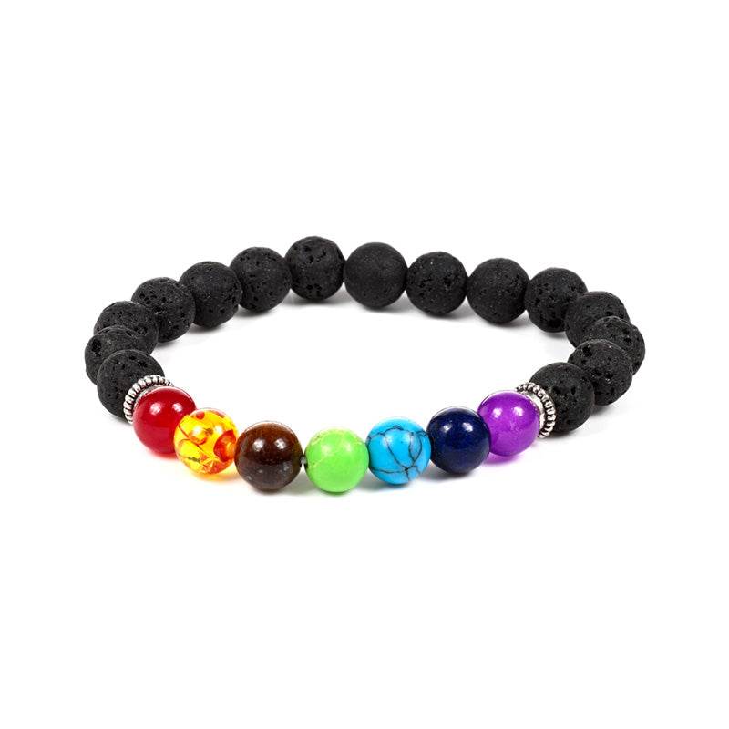 Chakra Lava Rock Bead & Gemstone Bracelet - Gift Arch