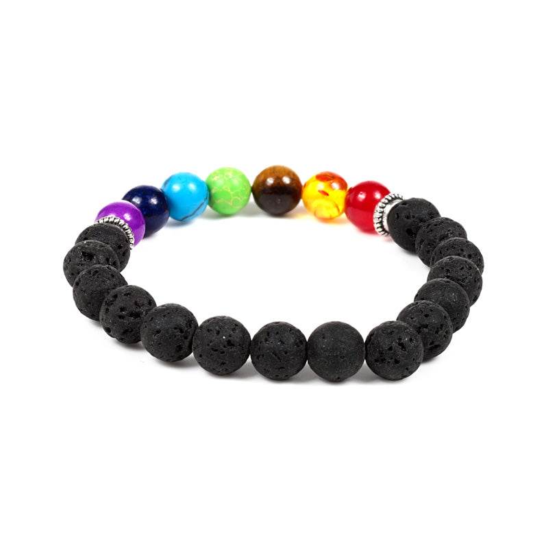 Chakra Lava Rock Bead & Gemstone Bracelet - Gift Arch