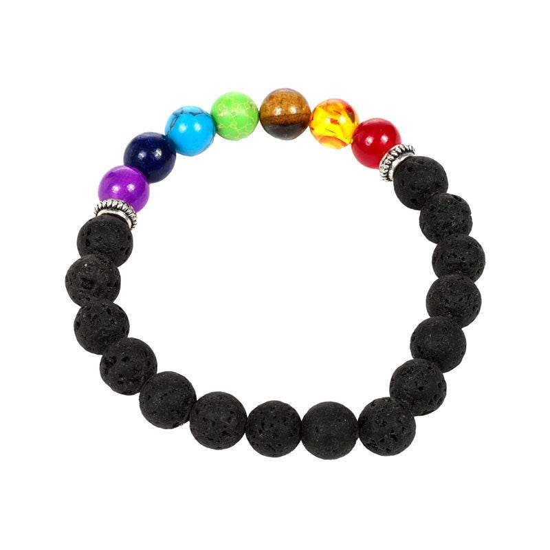 Chakra Lava Rock Bead & Gemstone Bracelet - Gift Arch