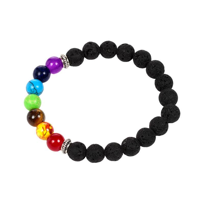 Chakra Lava Rock Bead & Gemstone Bracelet - Gift Arch