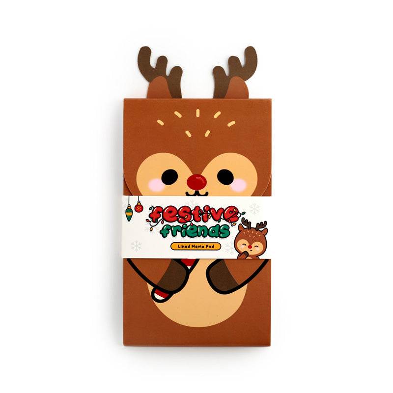 Christmas Festive Friends Rudolph Flip Open Shaped Memo Pad - Gift Arch
