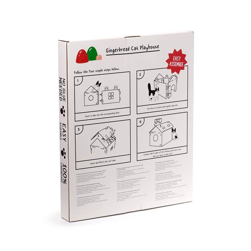 Christmas Gingerbread Lane Cat Playhouse 100% Cardboard Cat Den - Gift Arch