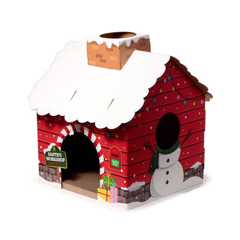 Christmas Santa's Grotto Cat Playhouse 100% Cardboard Cat Den - Gift Arch