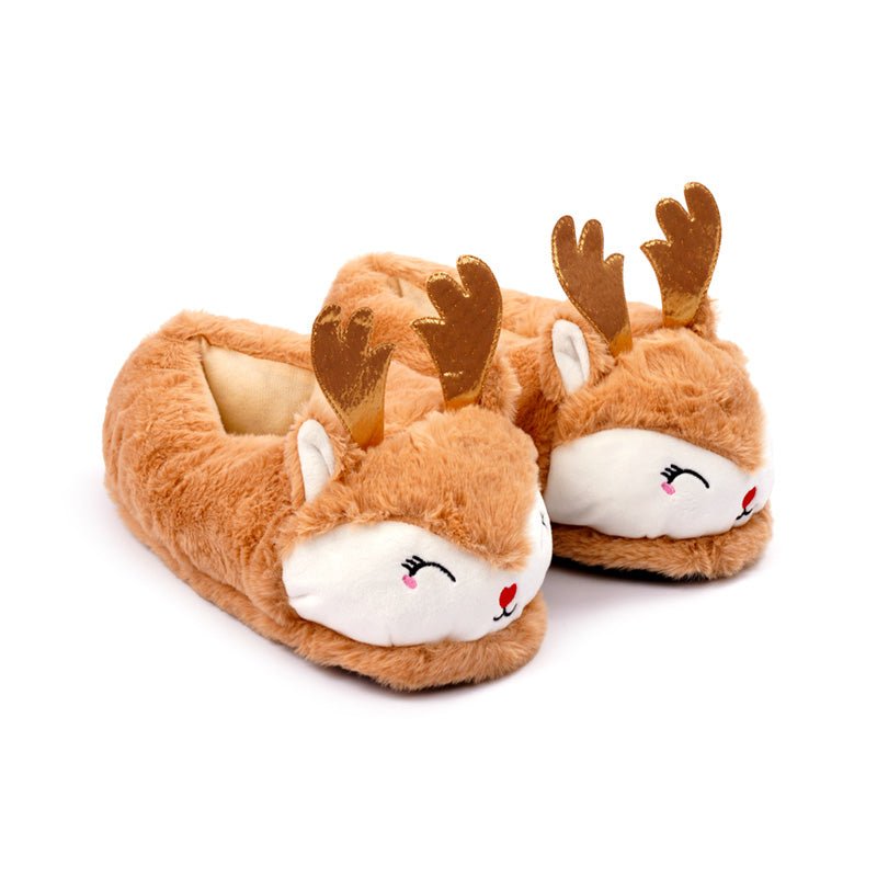 Jingle Bunch Christmas Reindeer Slippers (Unisex One Size) - Gift Arch