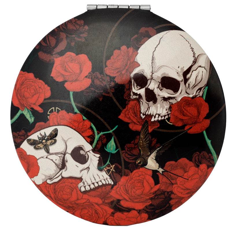 Skulls and Roses Compact Mirror - Gift Arch
