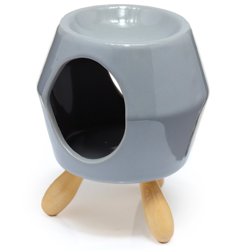 Eden Grey Abstract Ceramic Oil Burner with Feet - Gift Arch