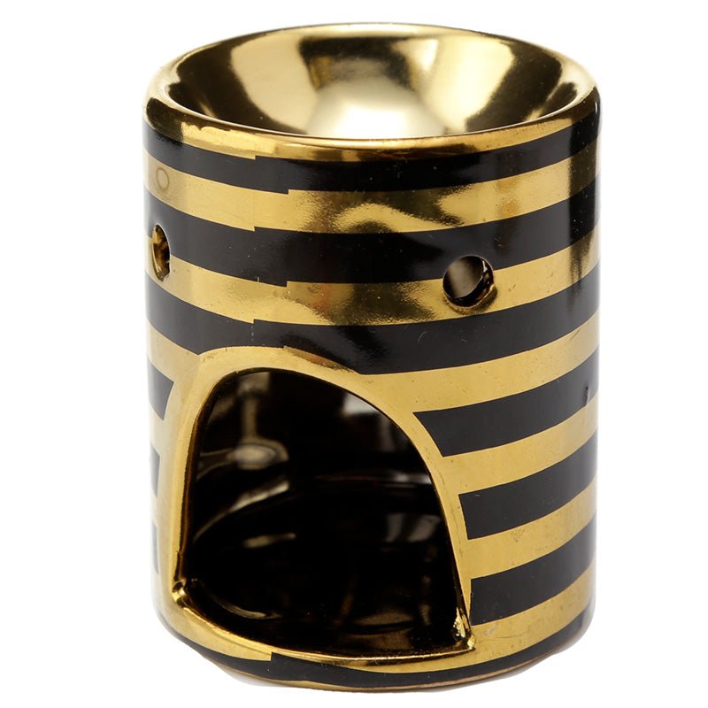 Eden Metallic Gold Stripe Ceramic Mini Oil Burner - Gift Arch