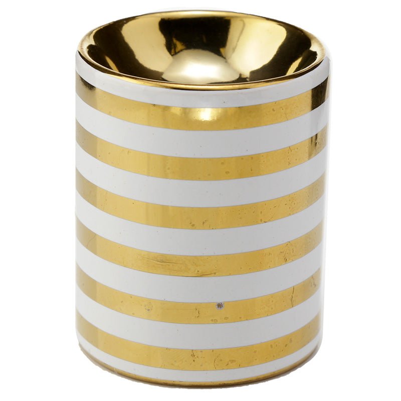 Eden Metallic Gold Stripe Ceramic Mini Oil Burner - Gift Arch