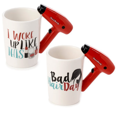 Hair Drier with Slogan Ceramic Shaped Handle Mug - Gift Arch