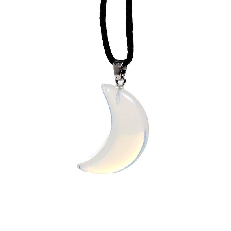 Healing Stone Gemstone Moon Shaped Pendant - Gift Arch