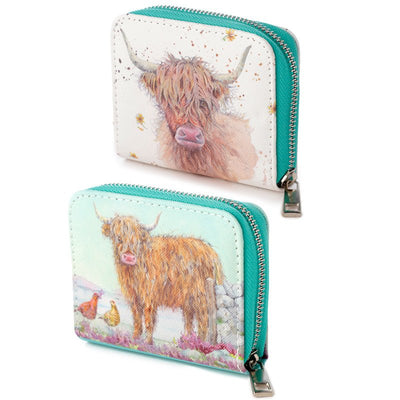 Jan Pashley Highland Coo Cow Zip Around Small Wallet Purse - Gift Arch