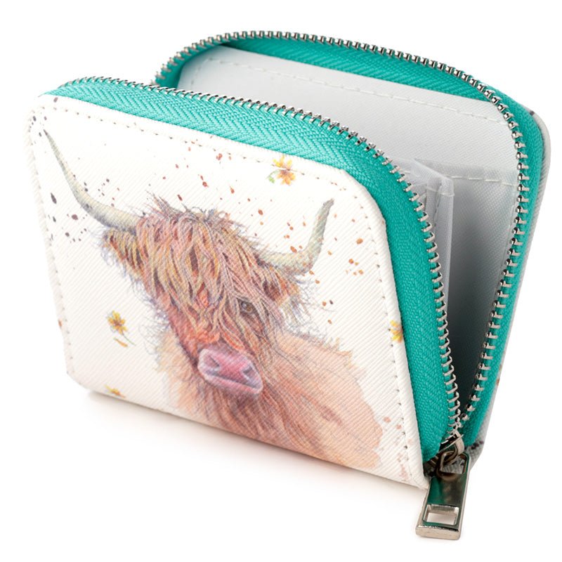 Jan Pashley Highland Coo Cow Zip Around Small Wallet Purse - Gift Arch