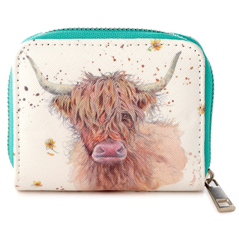 Jan Pashley Highland Coo Cow Zip Around Small Wallet Purse - Gift Arch
