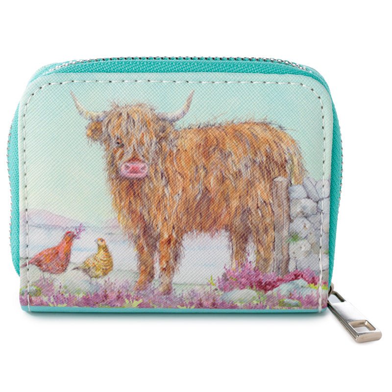 Jan Pashley Highland Coo Cow Zip Around Small Wallet Purse - Gift Arch
