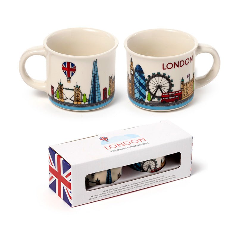 London Icons London Skyline Set of 2 Porcelain Espresso Cups - Gift Arch