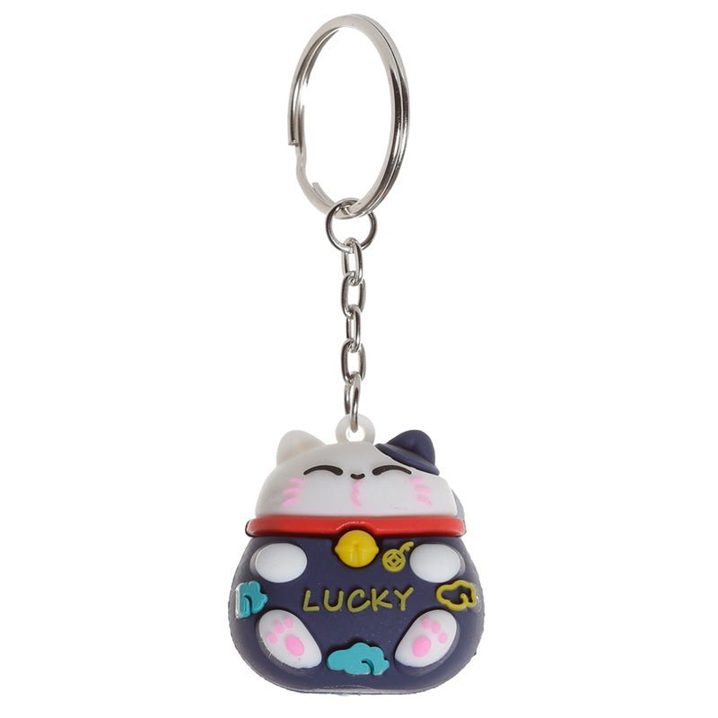 Maneki Neko Lucky Cat 3D PVC Keyring - Gift Arch