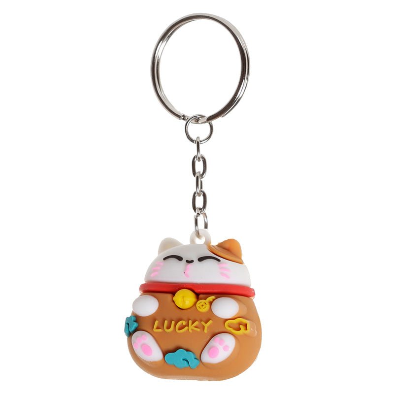 Maneki Neko Lucky Cat 3D PVC Keyring - Gift Arch