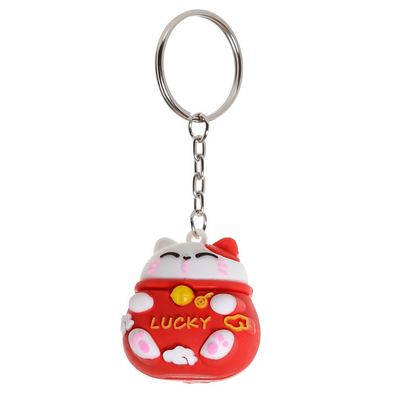 Maneki Neko Lucky Cat 3D PVC Keyring - Gift Arch