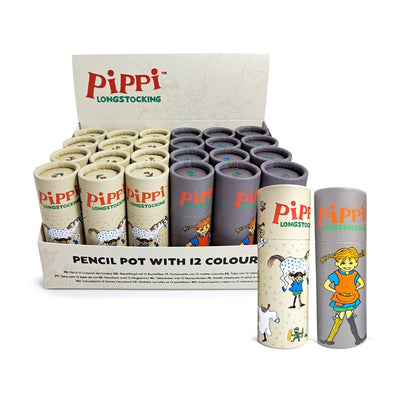 Pippi Longstocking Pencil Pot with 12 Colouring Pencils - Gift Arch