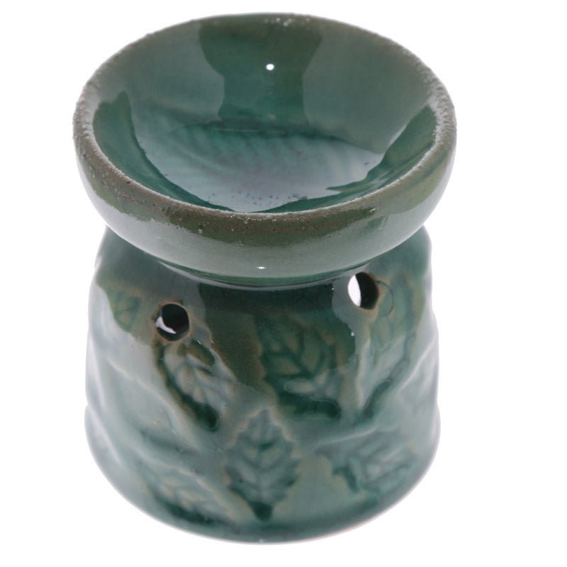 Small Ceramic Eden Oil Burner with Leaves Pattern - Gift Arch