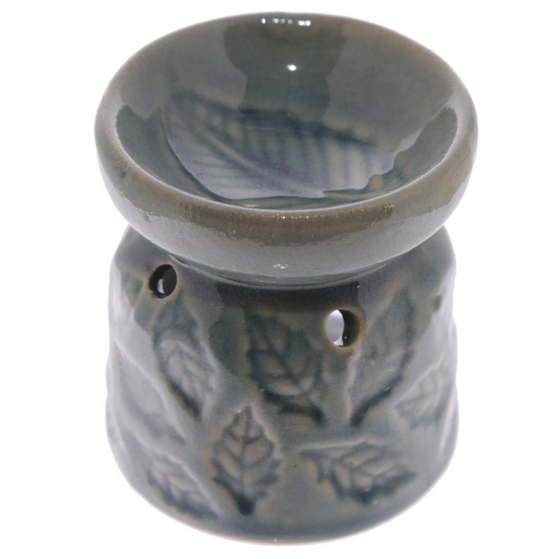 Small Ceramic Eden Oil Burner with Leaves Pattern - Gift Arch