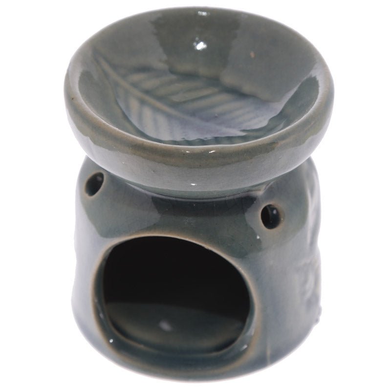 Small Ceramic Eden Oil Burner with Leaves Pattern - Gift Arch
