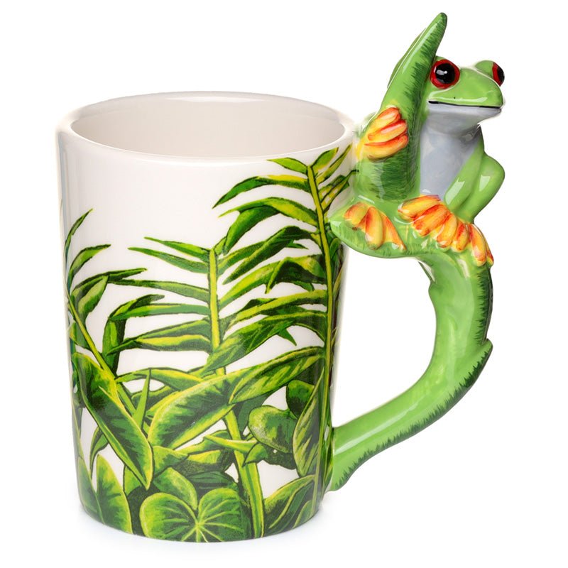 Tree Frog with Foliage Decal Ceramic Shaped Handle Mug - Gift Arch