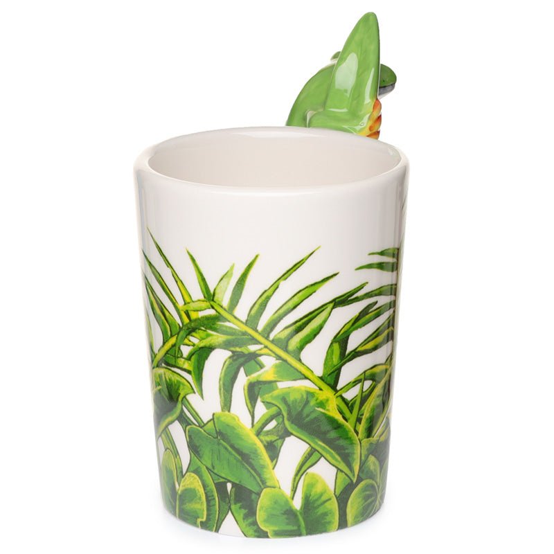 Tree Frog with Foliage Decal Ceramic Shaped Handle Mug - Gift Arch