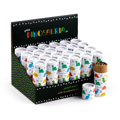 Dinosauria Jr Pencil Pot with 12 Colouring Pencils - Gift Arch