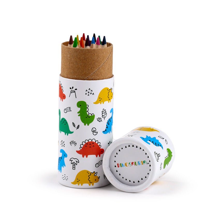 Dinosauria Jr Pencil Pot with 12 Colouring Pencils - Gift Arch