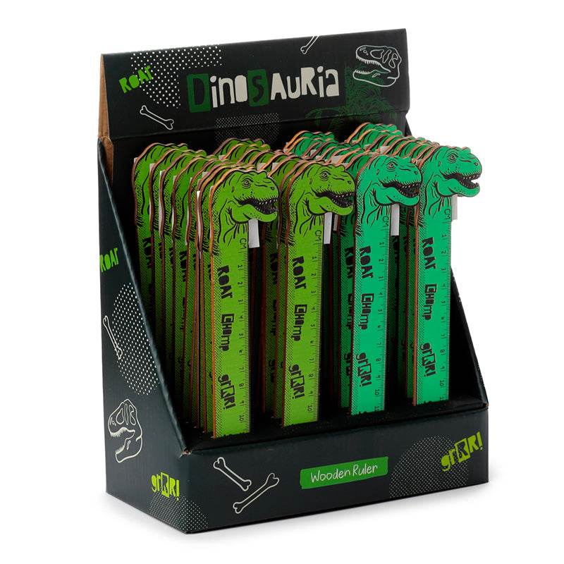 Dinosauria Shaped Top Wooden Ruler (15cm) - Gift Arch