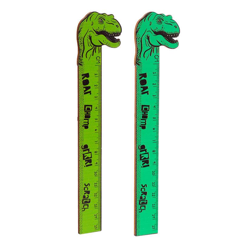 Dinosauria Shaped Top Wooden Ruler (15cm) - Gift Arch
