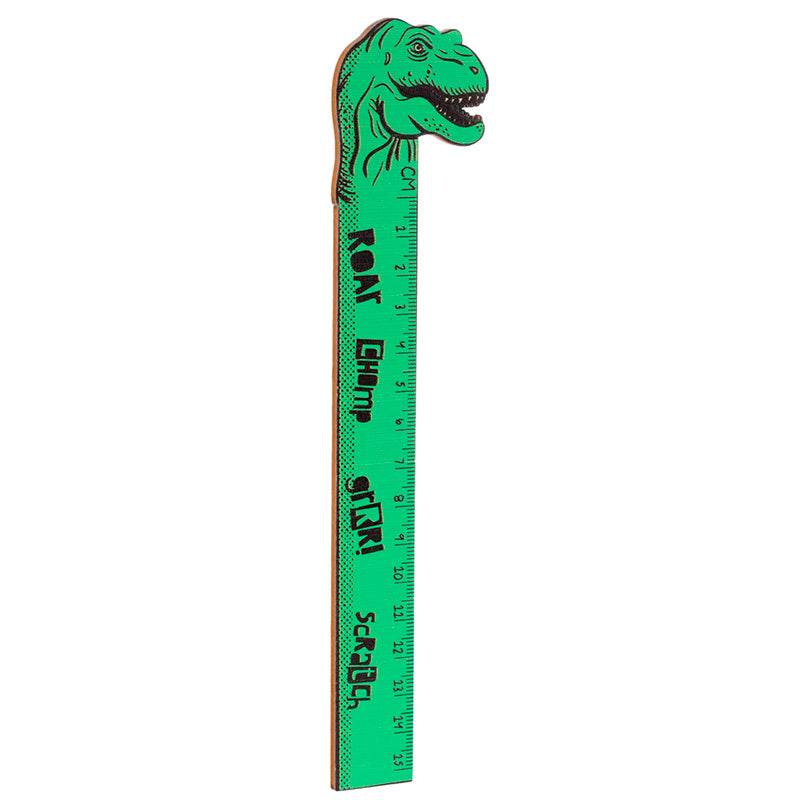 Dinosauria Shaped Top Wooden Ruler (15cm) - Gift Arch