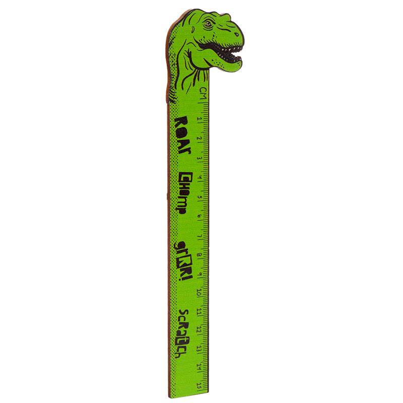 Dinosauria Shaped Top Wooden Ruler (15cm) - Gift Arch