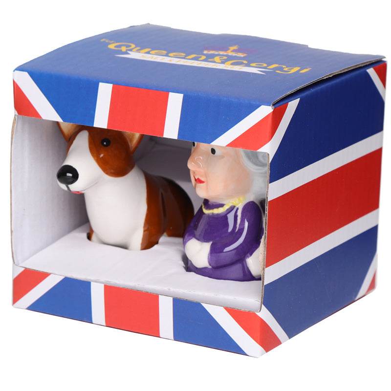 Queen & Corgi Ceramic Salt & Pepper Set - Gift Arch