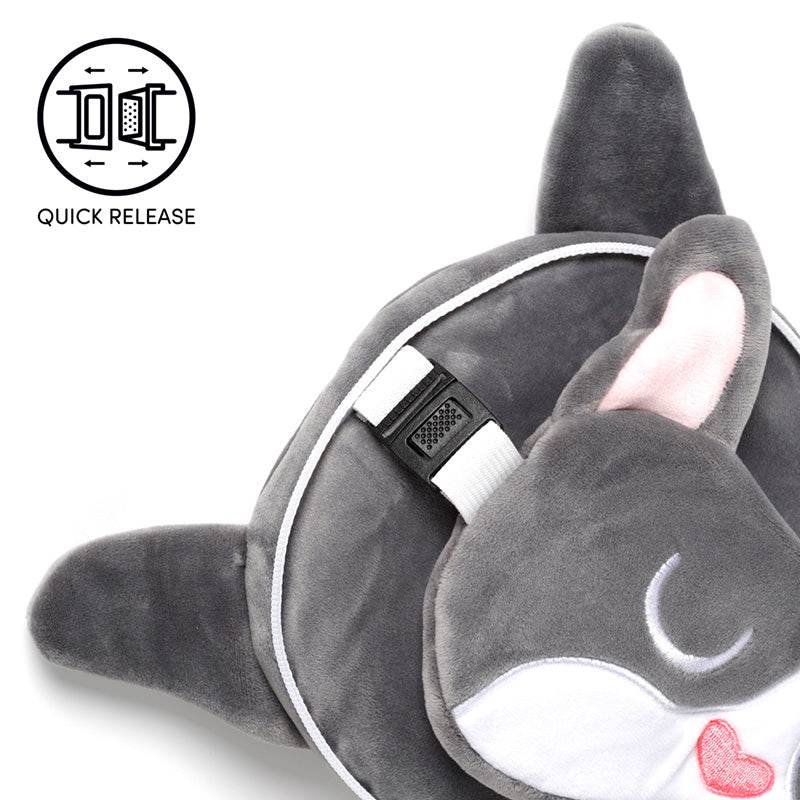 Relaxeazzz French Bulldog Plush Travel Pillow & Eye Mask - Gift Arch