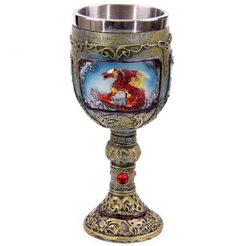 Decorative Celtic Painted Effect Dragon Goblet - Gift Arch