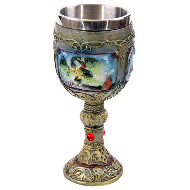 Decorative Celtic Painted Effect Dragon Goblet - Gift Arch