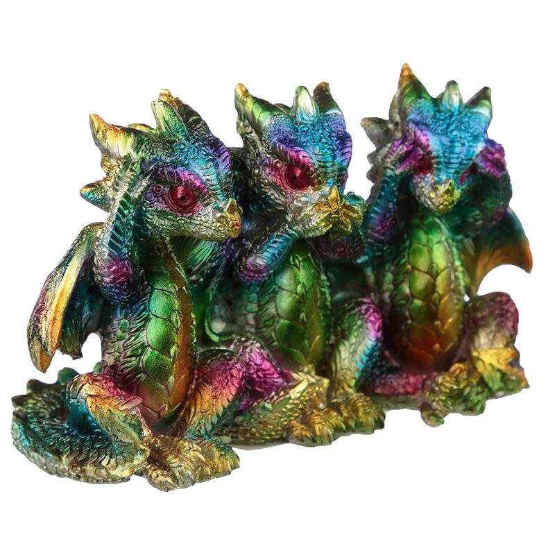 Rainbow Dragon Metallic Hear No See No Speak No Evil - Gift Arch