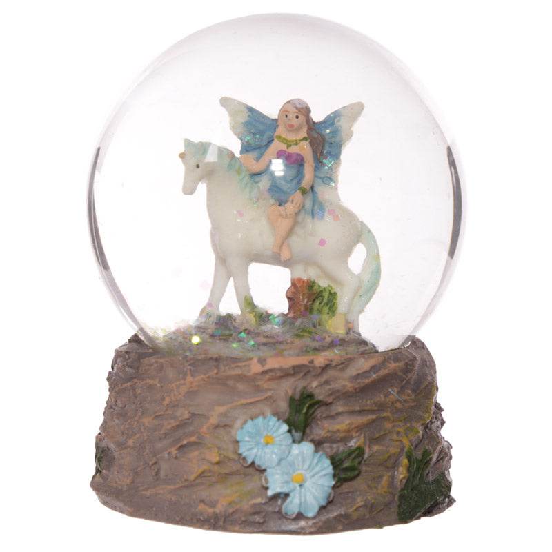 Flower Fairy Riding Unicorn Snow Globe - Gift Arch