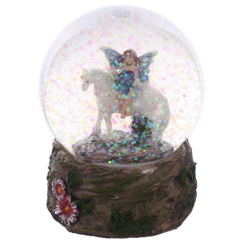 Flower Fairy Riding Unicorn Snow Globe - Gift Arch