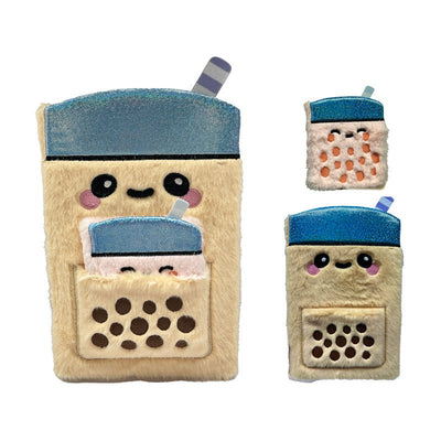 Foodiemals Bubble Tea Plush Notebook with Pouch & Mini Notebook - Gift Arch