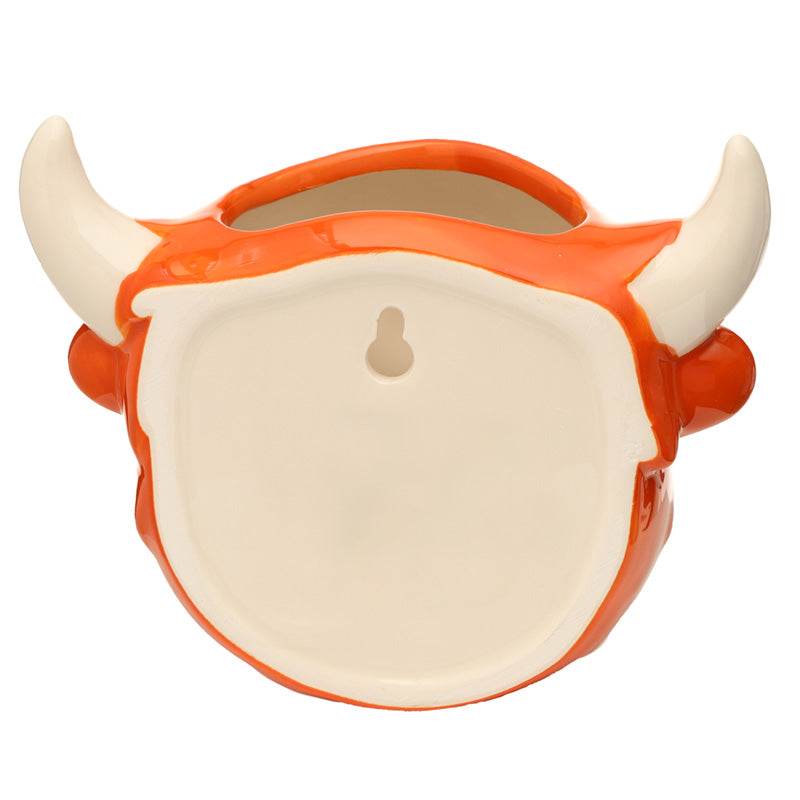 Ceramic Highland Coo Cow Head Wall Planter/Plant Pot - Gift Arch