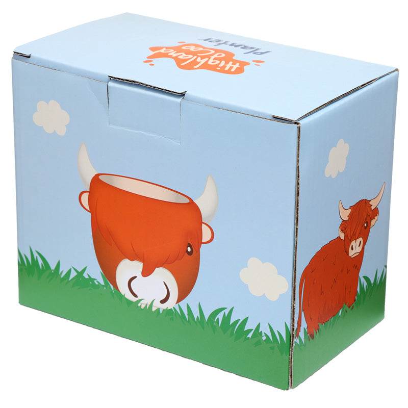 Ceramic Highland Coo Cow Head Wall Planter/Plant Pot - Gift Arch