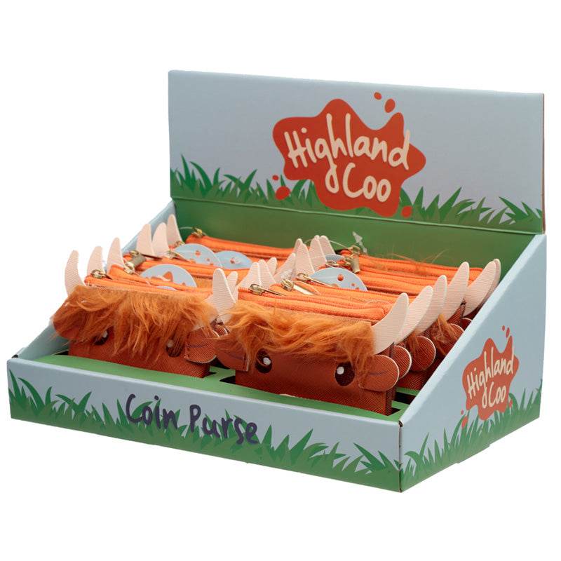 Highland Coo Cow Fluffy Fringe PVC Purse - Gift Arch