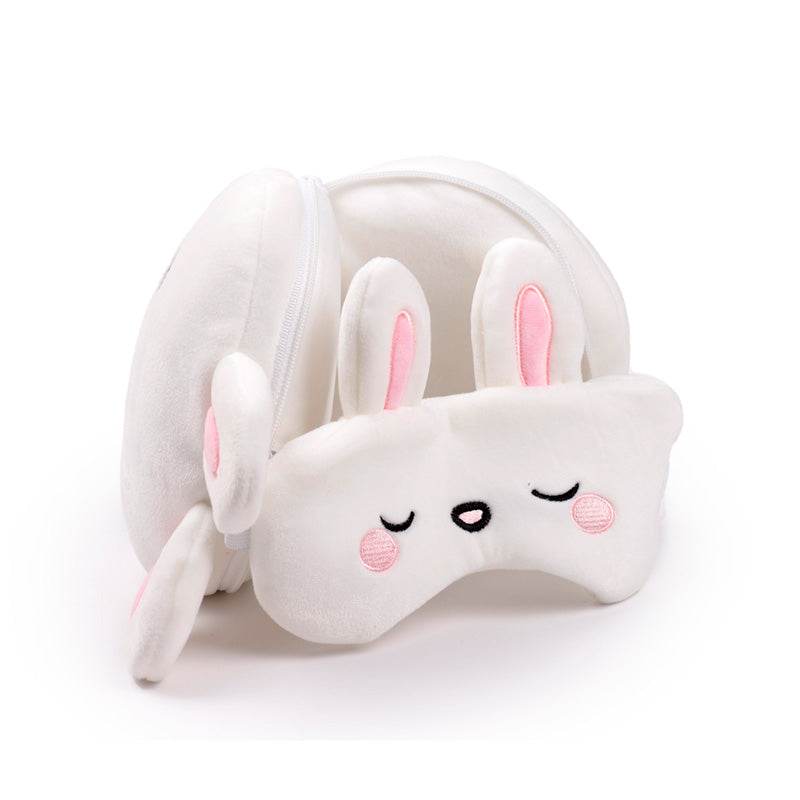 Relaxeazzz Adoramals Frances the Rabbit Plush Travel Pillow & Eye Mask - Gift Arch