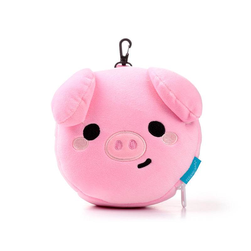 Relaxeazzz Adoramals Oliver the Pig Plush Travel Pillow & Eye Mask - Gift Arch