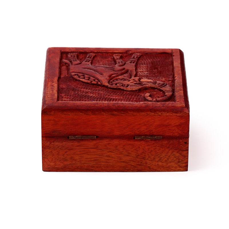 Mango Wood Carved Elephant Trinket Box - Gift Arch