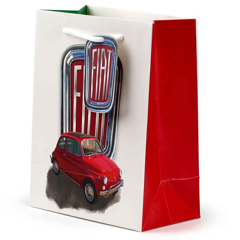 Fiat 500 Retro Red & White Gift Bag Medium - Gift Arch
